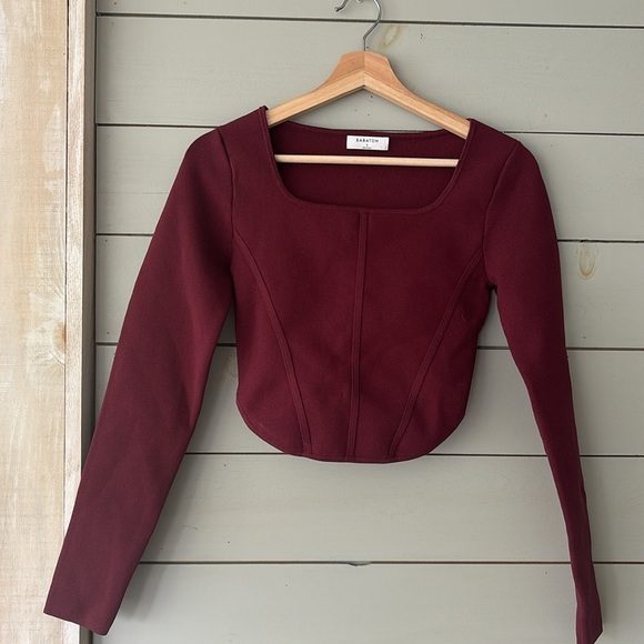 Babaton Sculpt Knit Long Sleeve Top – Size Small (Cabernet) - Picture 4 of 7